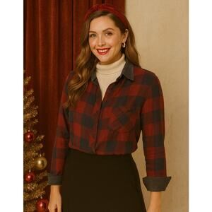 RAILS Plaid Button Down Flannel Top Small Red Blue Classic Cabincore Holiday